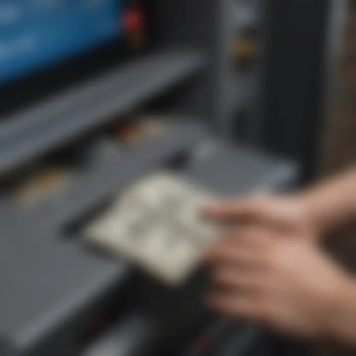 Close up of cash being inserted into an ATM