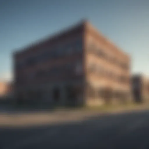 Urban landscape featuring a foreclosed commercial building