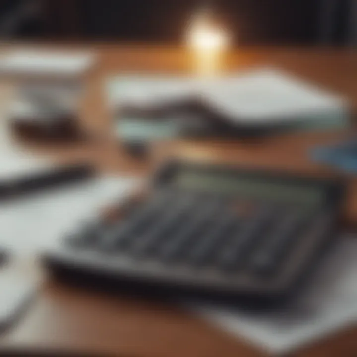 A calculator and financial documents on a desk