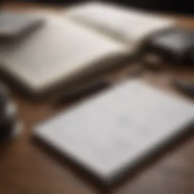 Organizing Financial Information A notebook with financial notes and a pen