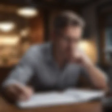 Evaluating Business Plans from an Investor's Perspective An investor reviewing a business plan with thoughtful consideration