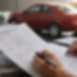 A person reviewing financial documents for a car loan