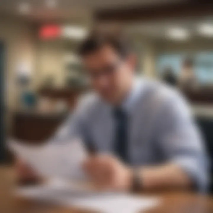 Business owner reviewing documents for opening a bank account