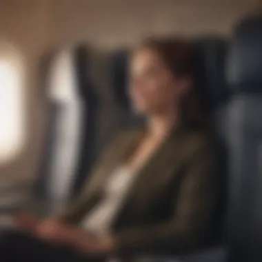 A traveler happily enjoying an upgraded seat on a flight