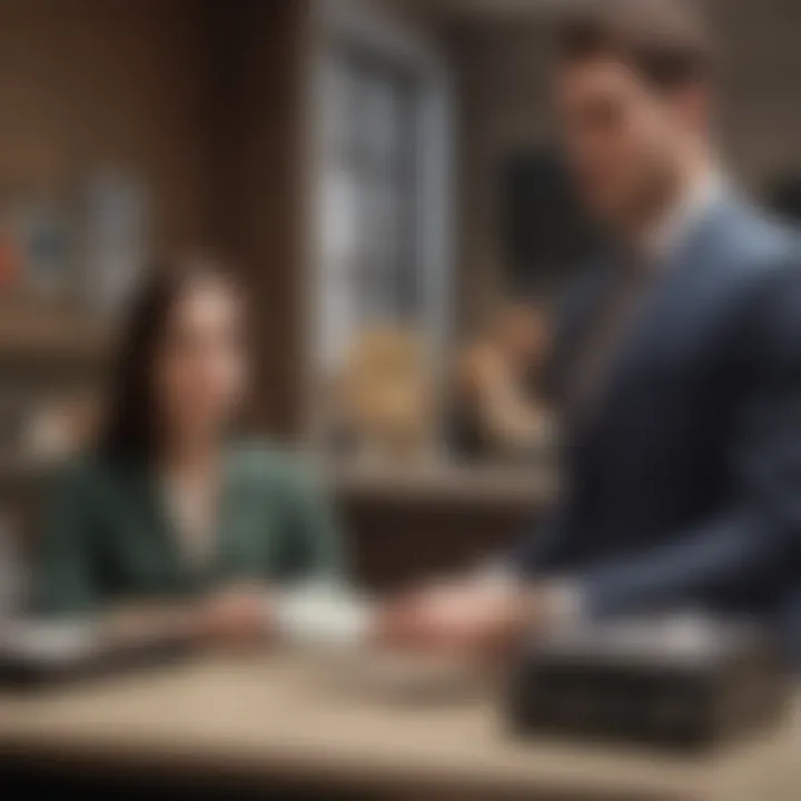 A bank teller assisting a customer with a cash deposit.